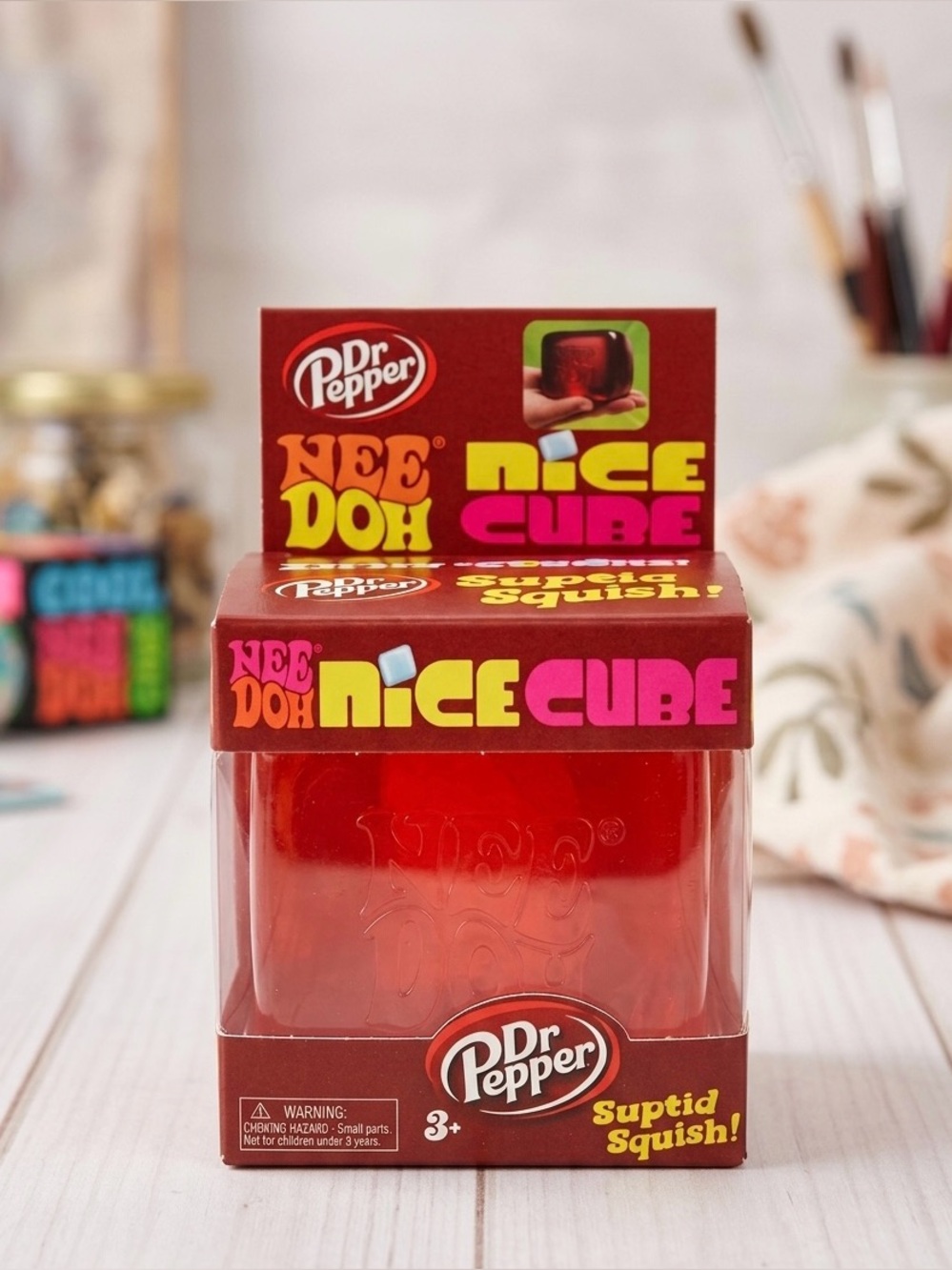 Dr Pepper Nee Doh-style Ice Cube Stress Toy - Deep Red